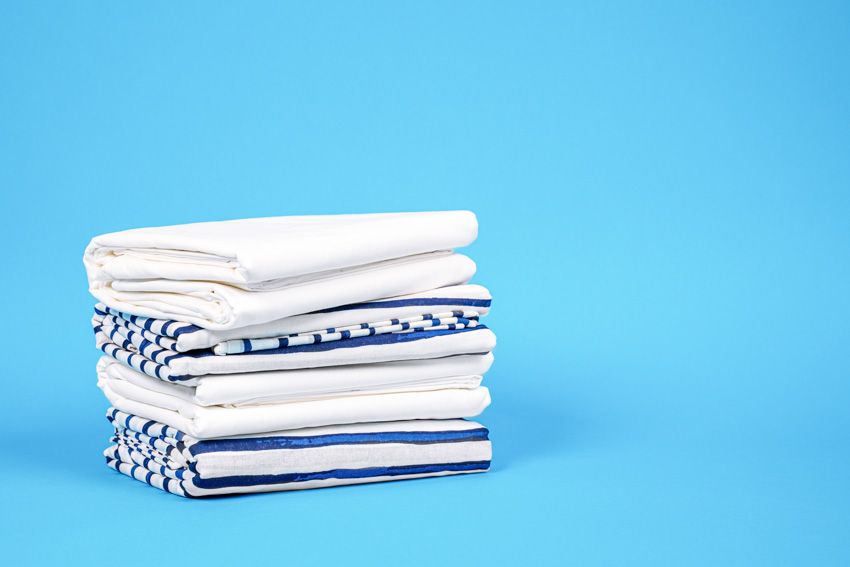Stack of toweling linen fabric pieces