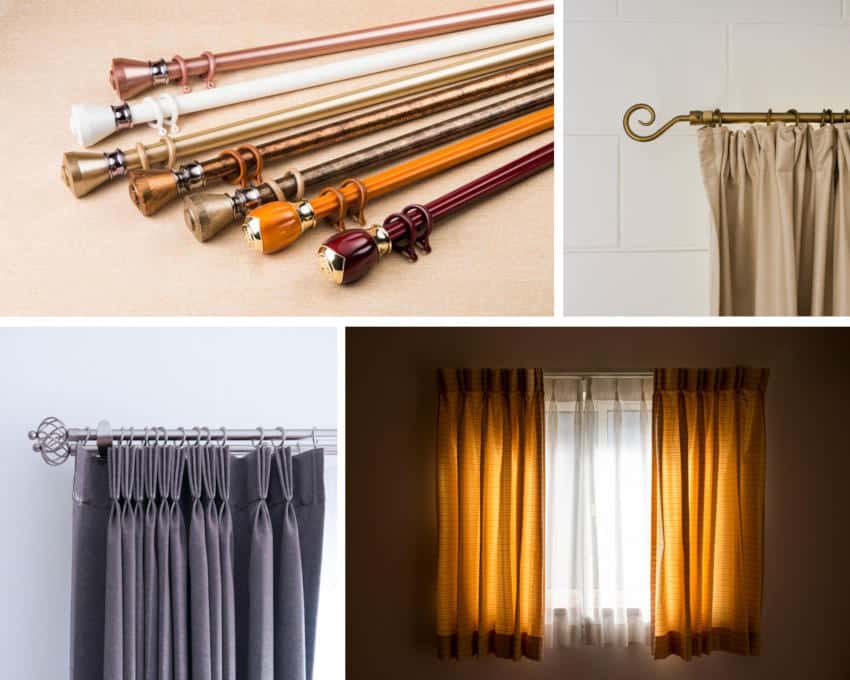 types of curtain rods collage