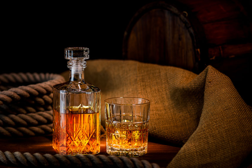 Whiskey decanter with glass