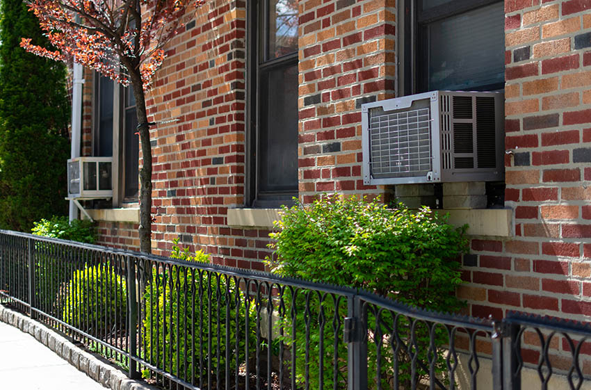 Window air conditioner on apartment building