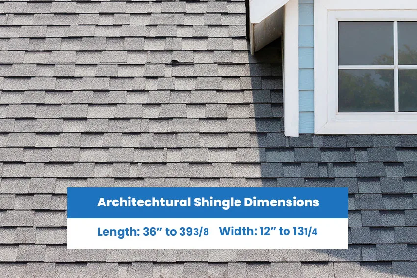 Dimensions for architectural style shingles