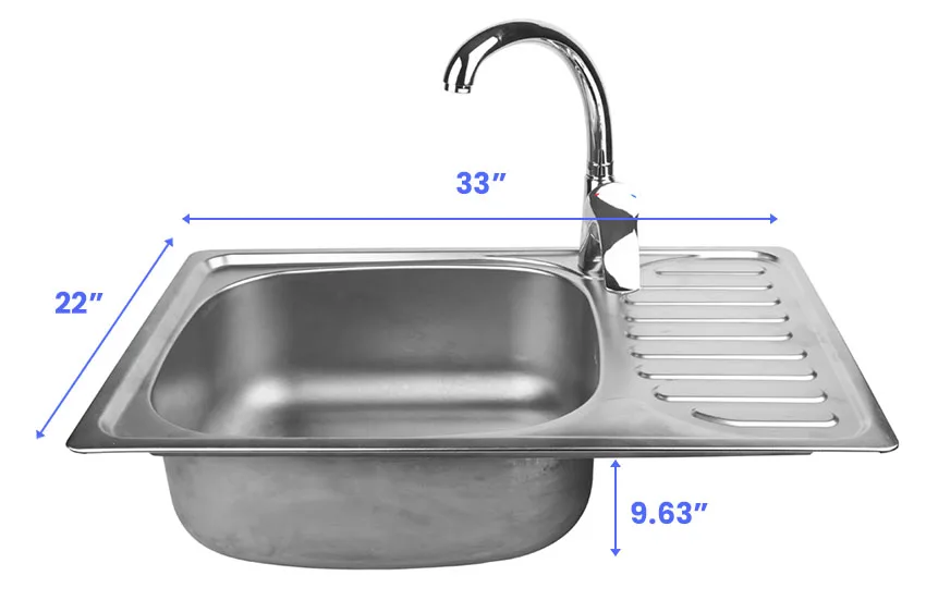 Drop-in kitchen sink size
