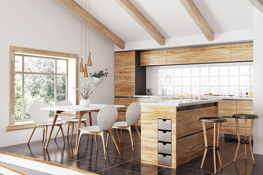 Wooden full overlay kitchen cabinets and nordic dining table 