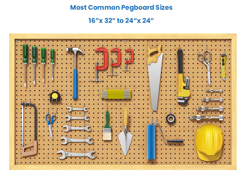 Most common pegboard sizes