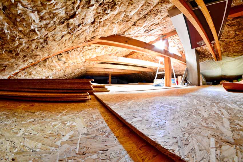 Attic crawl space with insulation