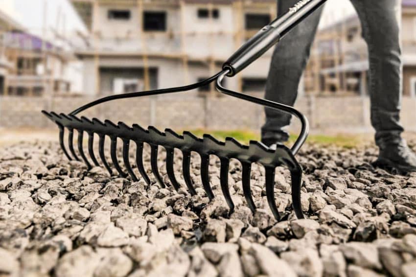 Bow rake made of metal outdoor spaces and landscaping purposes