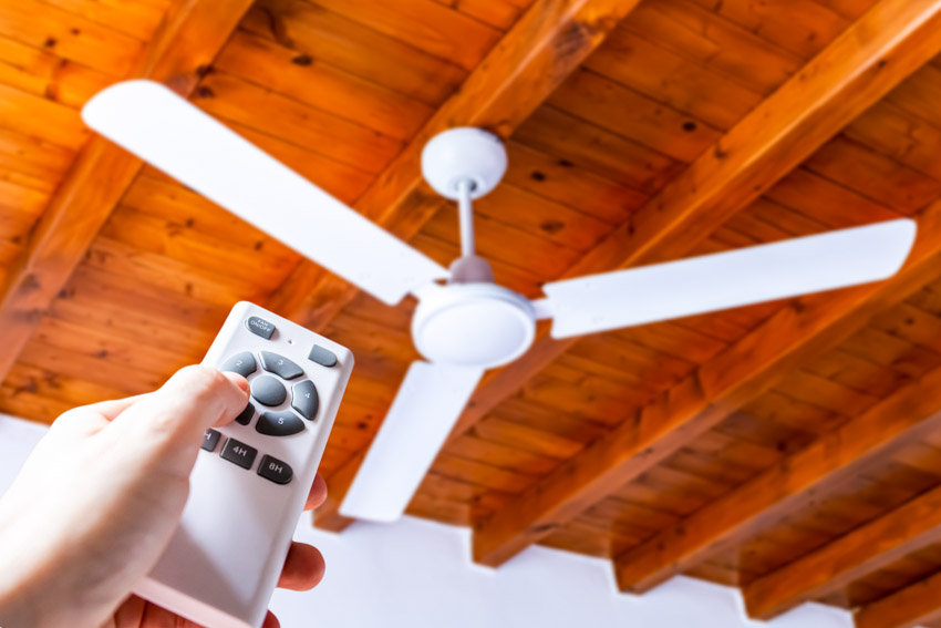 Ceiling fan with remote control for home interiors