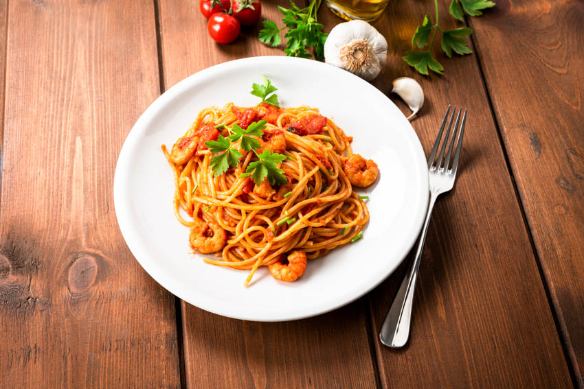 Plate of pasta and European dining fork