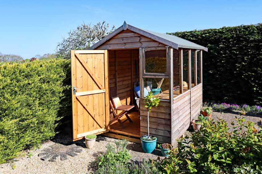 Garden shed made of wood for exterior areas