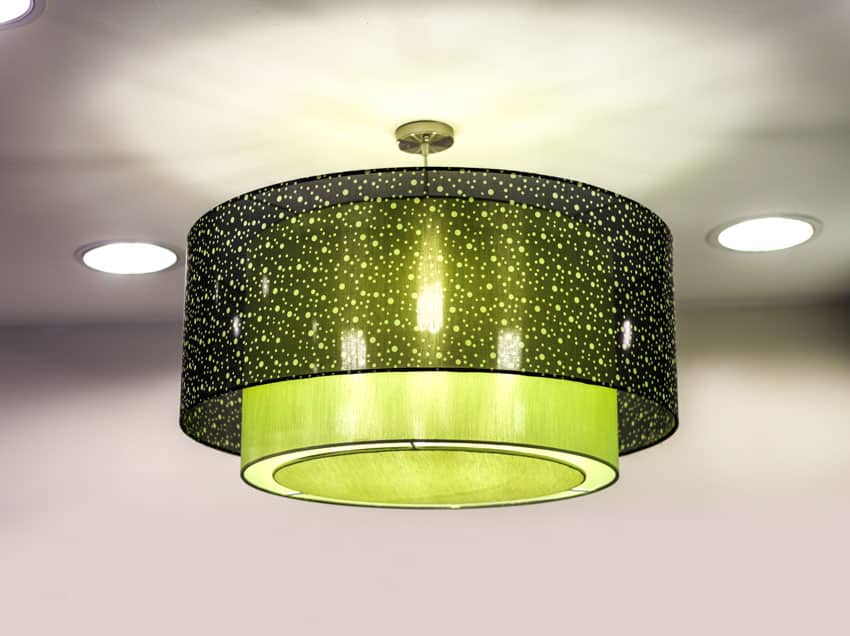 Green drum chandelier for kitchens
