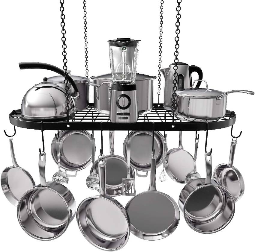 Hanging pot and pan rack organizer