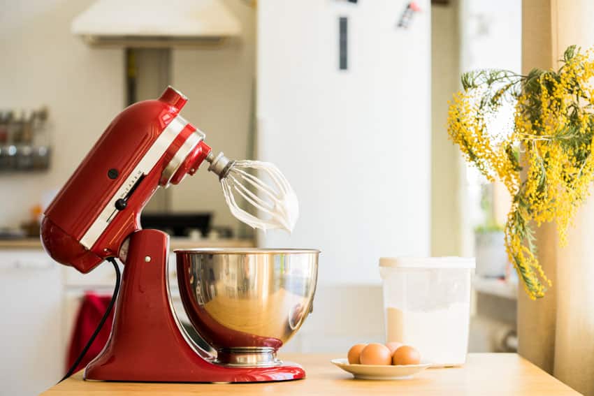 Red kitchen stand mixer