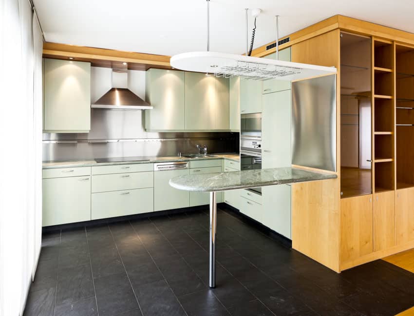 Kitchen with luxury vinyl tile floor