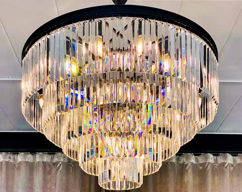 A layer chandelier made of crystal
