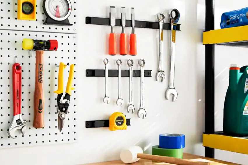 Magnetic bars and strips for shed organization