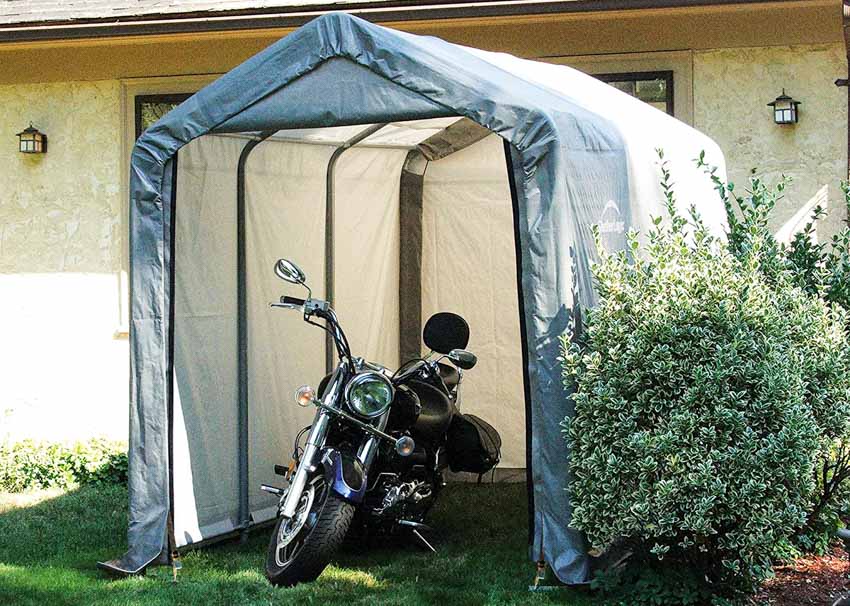 Motorcycle shed for outdoor areas