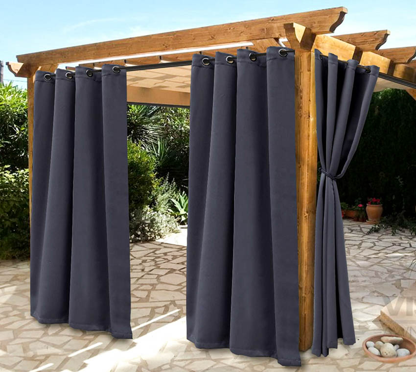 Outdoor curtain for hot tub privacy in outdoor areas