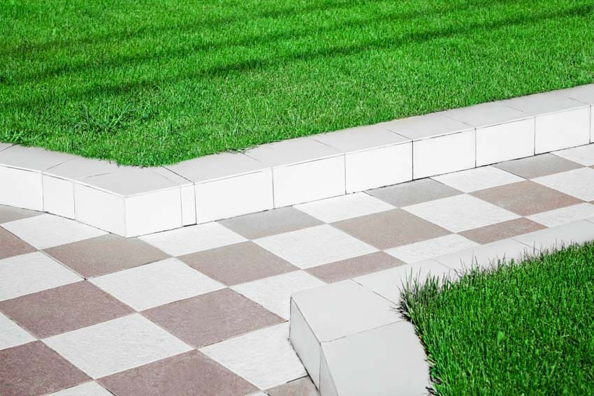 Ceramic pavers with grass edging