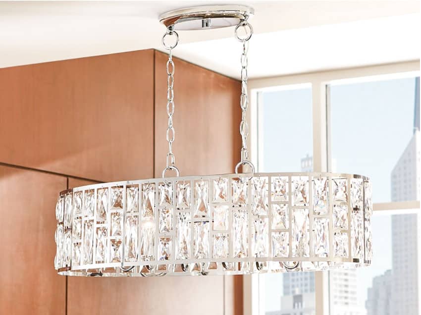Oval kitchen chandelier made of crystal