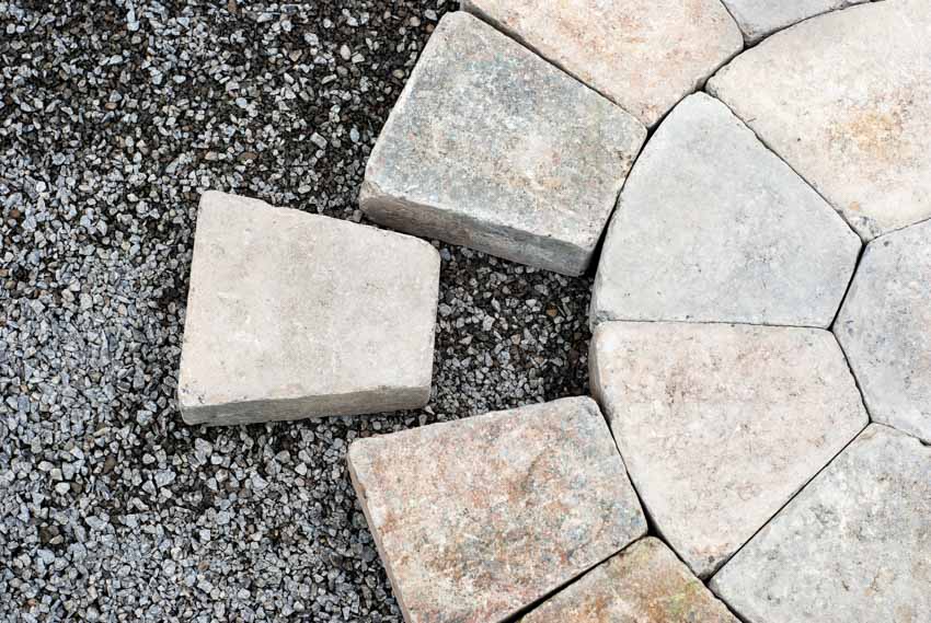 Pavers on stone material