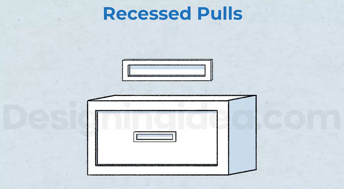Recessed drawer hardware