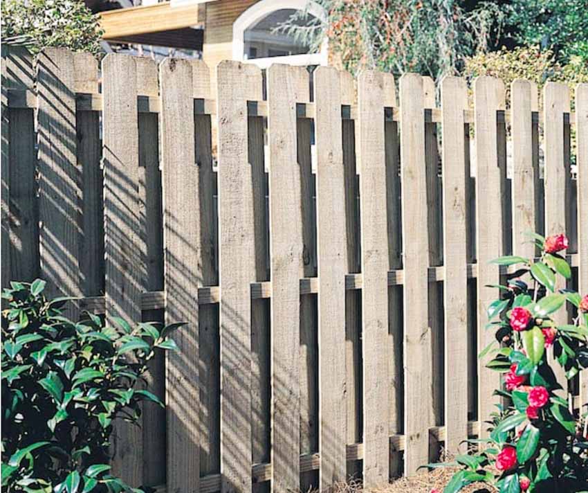 Shadow box fence panels made of wood