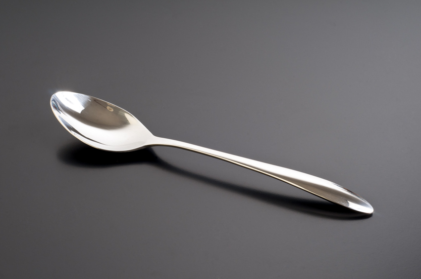 Closeup of a silver teaspoon