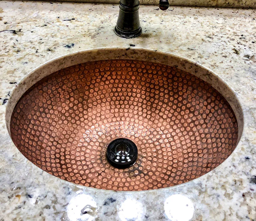 Copper sink quartz countertop