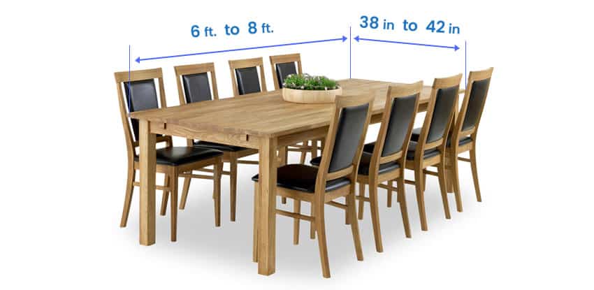 Farm table area dimensions for 8