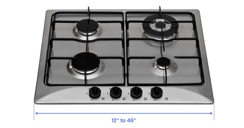Gas cooktop measurements