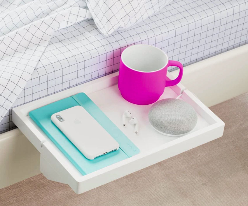 Bed tray with pink mug