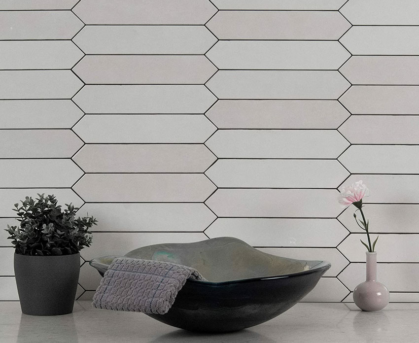 Ceramic picket tile backsplash for kitchens and bathroom backsplashes