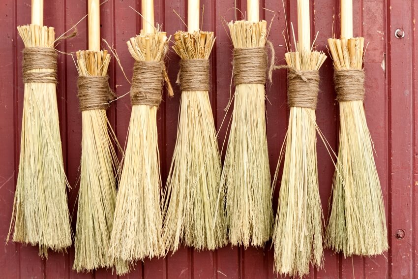 A decorative brooms or besoms hanged on the wall