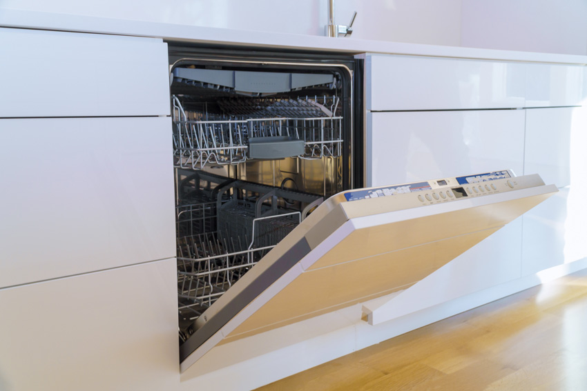Dishwasher with door ajar