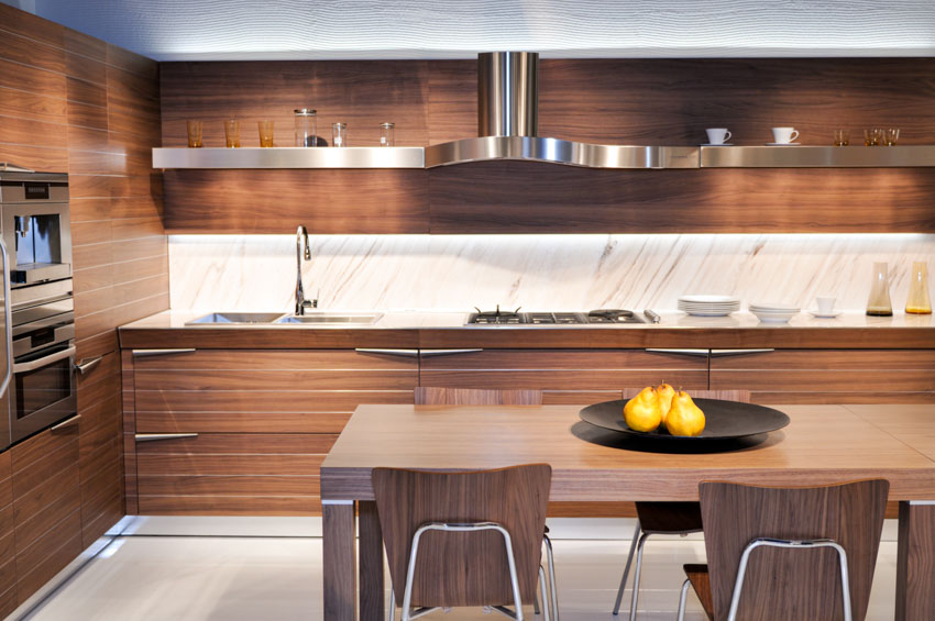 Kitchen with wood veneer cabinets