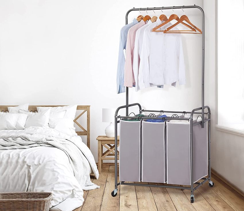 Laundry basket rack with drawers