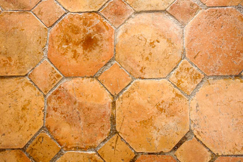Close up of octagon shaped tiles