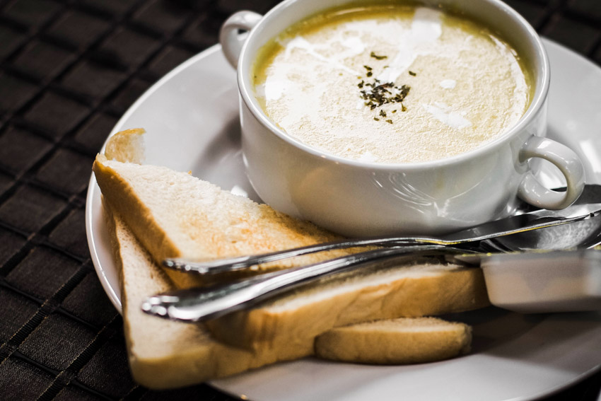 Plate with cream soup