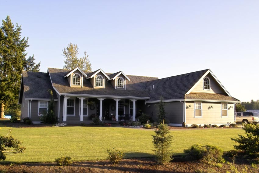 Modern farmhouse with porch and patio