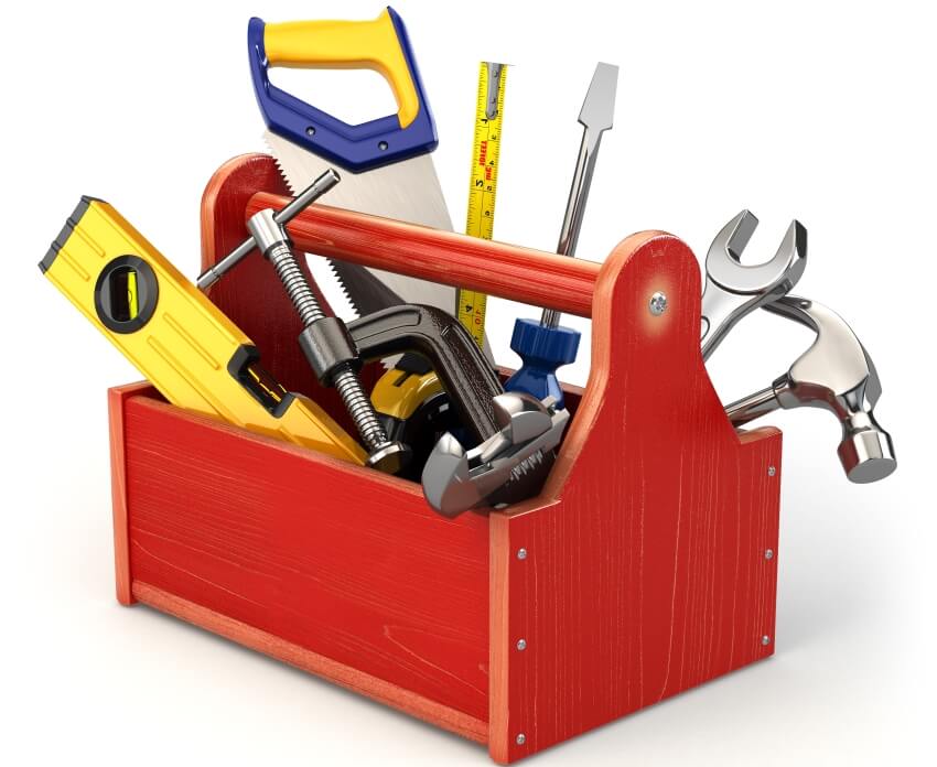 Red toolbox with tools for homeowner needs