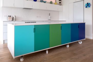 Simple Kitchen With Retro Design Painted In Blue And Green Ombre Colours Portable Kitchen Cart Ss 364x243 