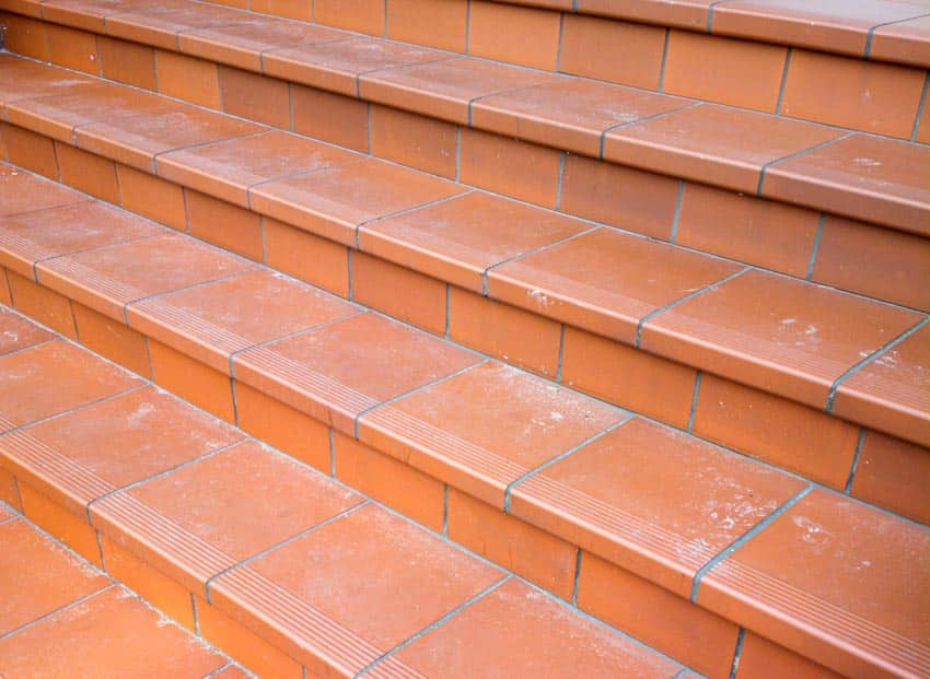 Stair steps with bullnose terracotta tiles