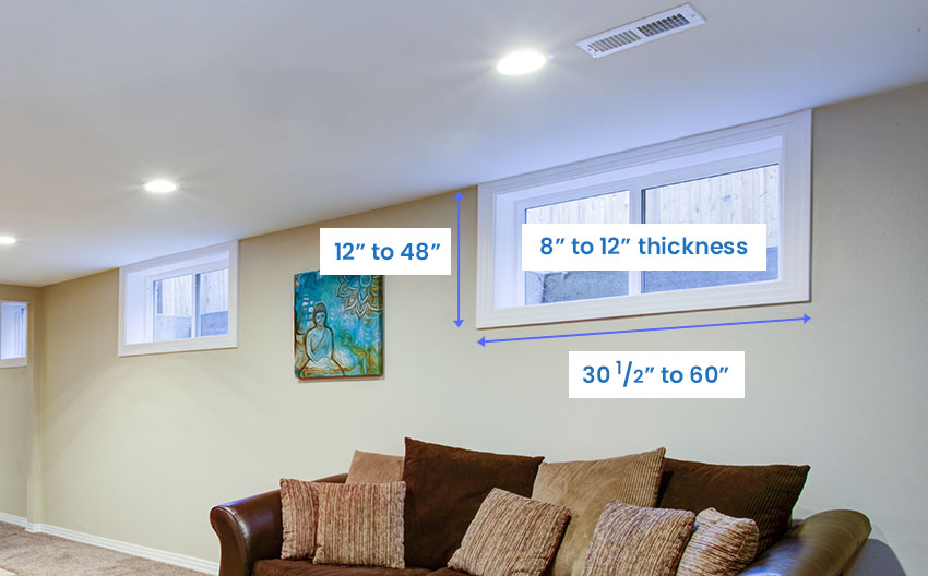 Basement slider window dimensions