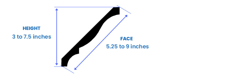 Size of moldings with height and face