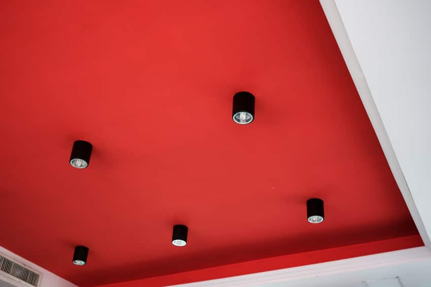 LED downlights on a red ceiling for bedrooms