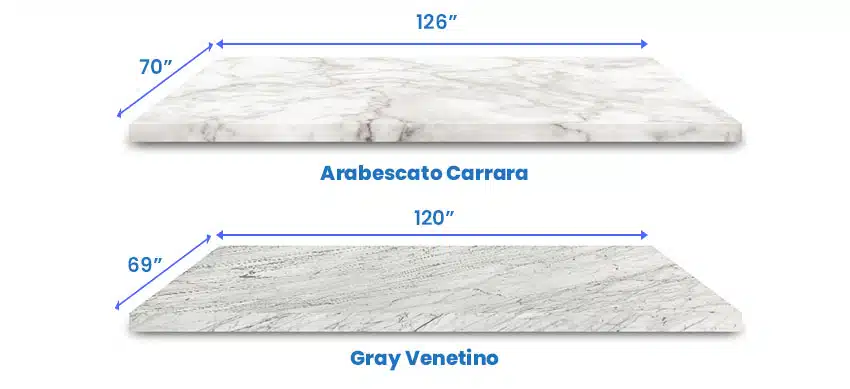 Marble countertop slab sizes