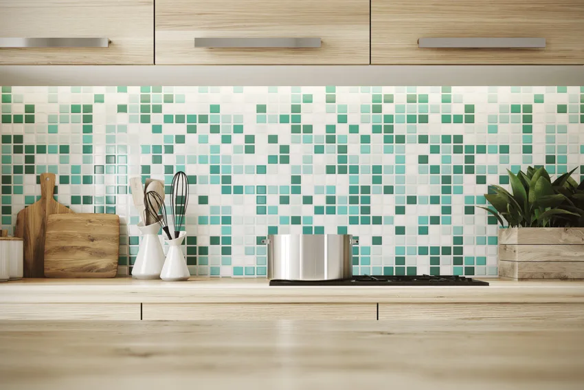 Green and white tile