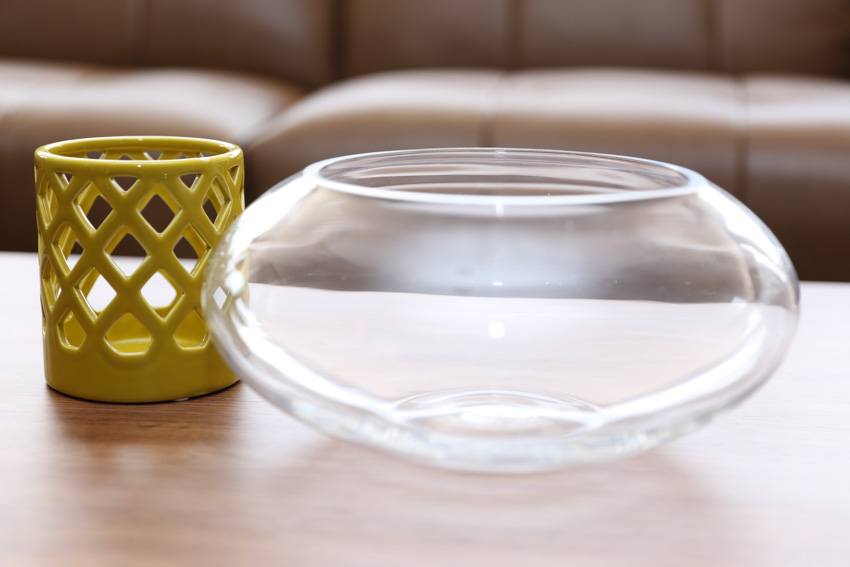 Glass bowl vase for home interiors
