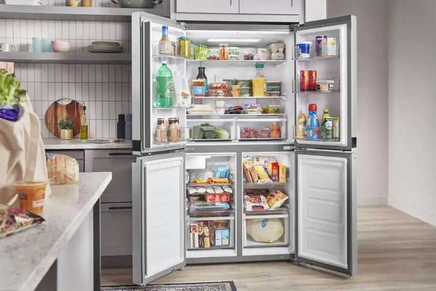 Kitchen with 4 door refrigerator