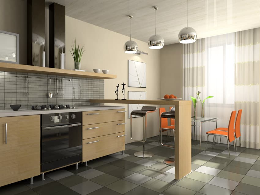 Kitchen with wood cabinets and tile backsplash